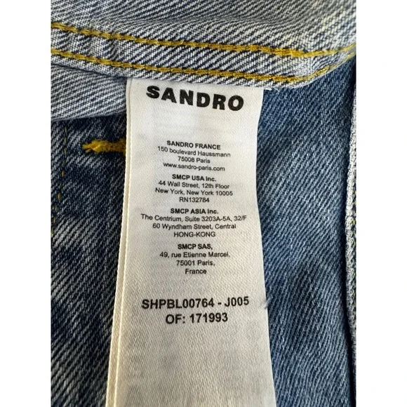 Sandro Denim Jacket Blue Wash Men's XXL Classic ‎ Style